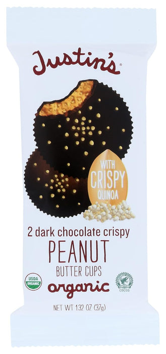 Justins Organic Dark Chocolate Peanut Butter Crisp Cups 1.32 Oz