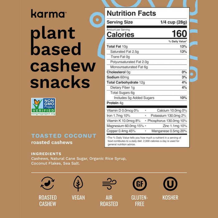Karma Nuts Toasted Coconut Roasted Cashew 7 oz