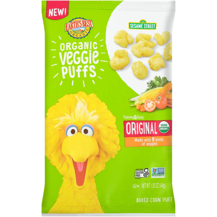 Earth'S Best  Sesame Street Original Veggie Puffs Bag Organic  1.55 Oz