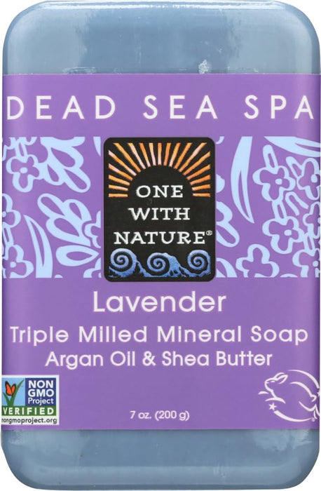 One With Nature Dead Sea Spa Lavender Triple Milled Mineral Soap 7 oz