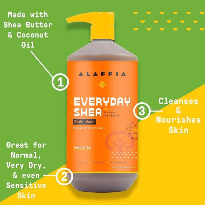 Alaffia Everyday Shea Unscented Body Wash 32 Oz