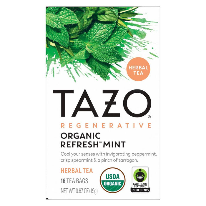 TAZO Regenerative Refresh Mint Herbal 16 Tea Bags Caffeine-Free