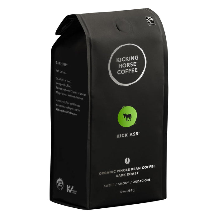 Kicking Horse  Organic Whole Bean Coffee Kick Ass Dark Roast   10 oz