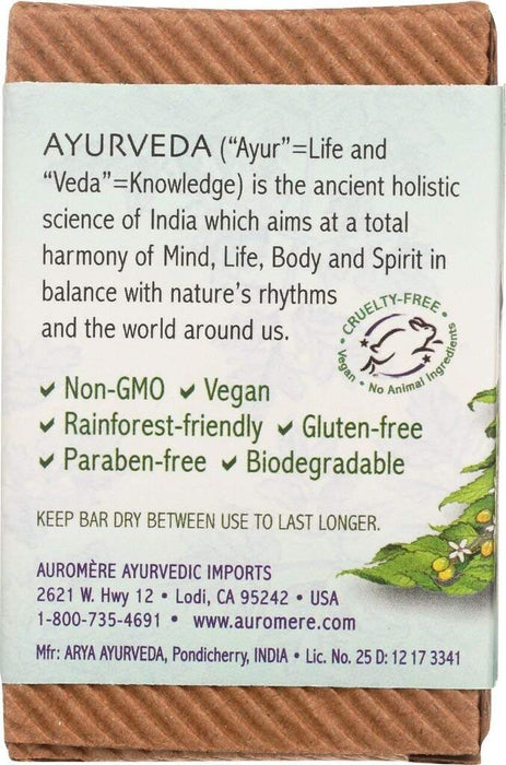 Auromere Ayurvedic Bar Soap Tulsi Neem 1 Each 2.75 Oz