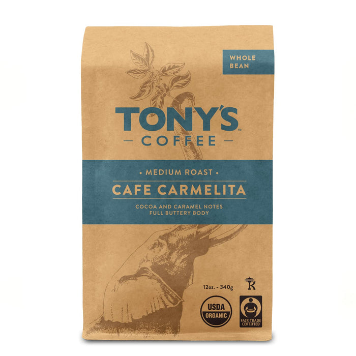 Tony`s Coffee  Cafe Carmelita Medium Roast Whole Bean   12 oz