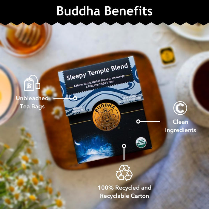 Buddha Teas  Organic Sleepy Temple Blend Tea  18 Bag