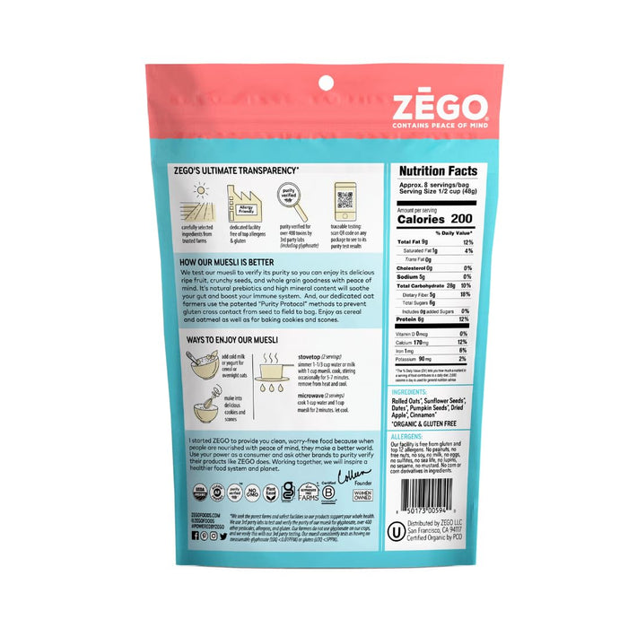 Zego  Organic Muesli Cinnamon Twist Bag   13 Oz