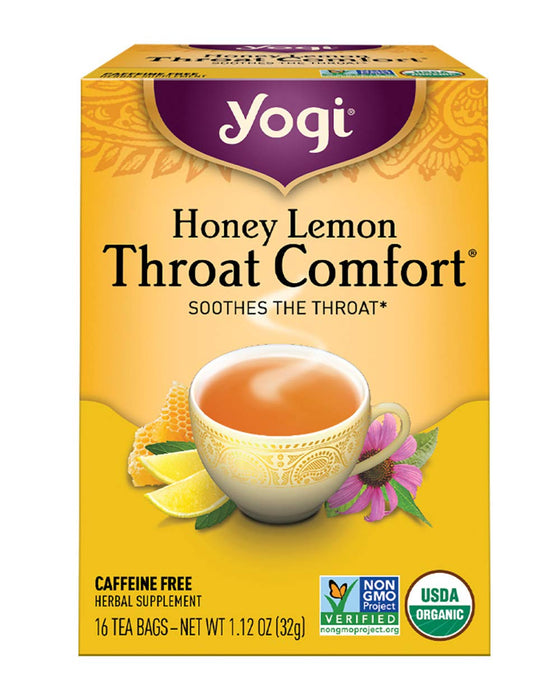 Yogi  Throat Comfort Herbal Tea Caffeine Free Honey Lemon 1 Tea Bags  16 Bag