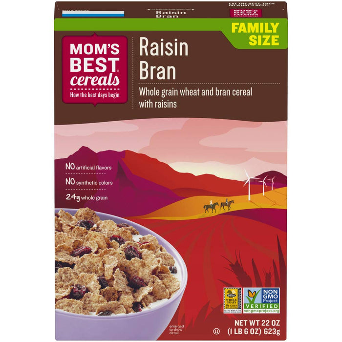 Mom`S Best  Raisin Bran Cereals Family Size Box   22 Oz