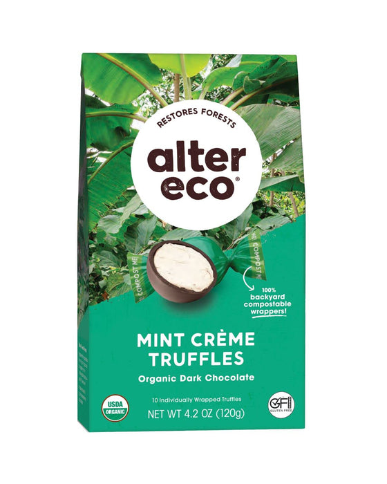 Alter Eco  Organic Dark Chocolate Truffles Mint Creme   4.2 Oz