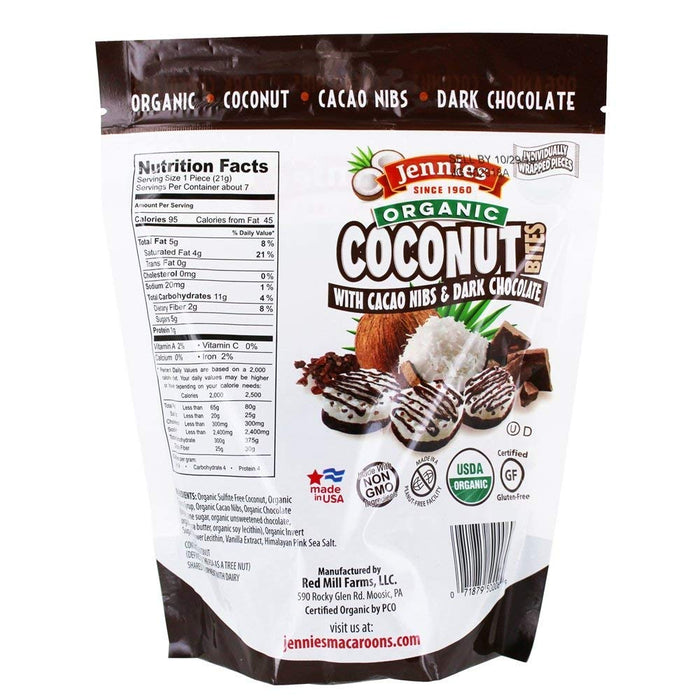 Jennies  Coconut Bites Organic Cacao Chocolate  5.25 Oz