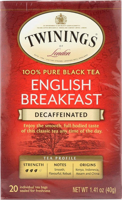 Twinings  English Breakfast Decaffeinated Black Tea  20 Bag