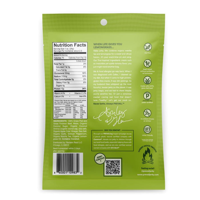 PREVAIL Lemongrass Grass-Fed Beef Jerky 2.25oz