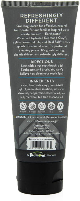 Redmond Clay  Earthpaste  Amazingly Natural Toothpaste Peppermint With Charcoal Peppermint  1 Each