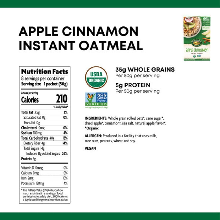 Nature'S Path  Organic Hot Oatmeal Apple Cinnamon Individual Pouches   14 Oz