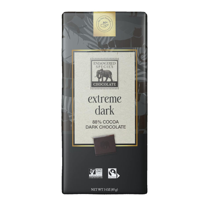 Endangered Species Velvety Dark Chocolate Bars With 88% Cocoa 3 Oz