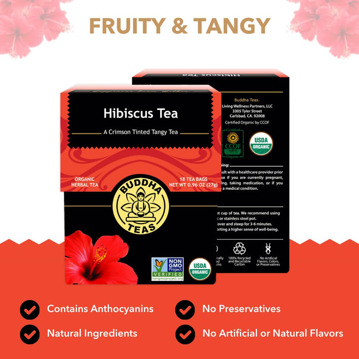 Buddha Teas  Organic Hibiscus Tea  18 Bag