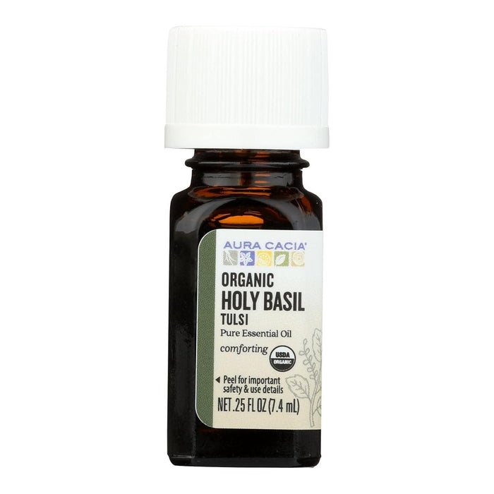 Aura Cacia  Organic Essential Oil Holy Basil  1 Each  0.25 Oz