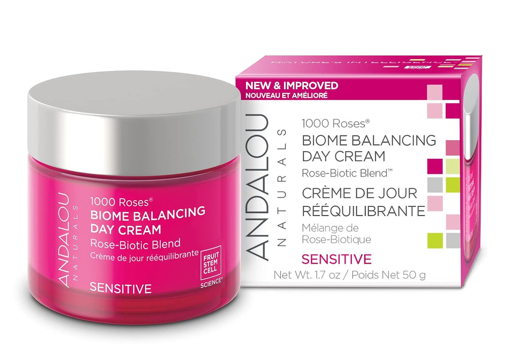 Andalou Naturals Sensitive 1000 Roses Biome Balancing Day Cream 1.7 Oz