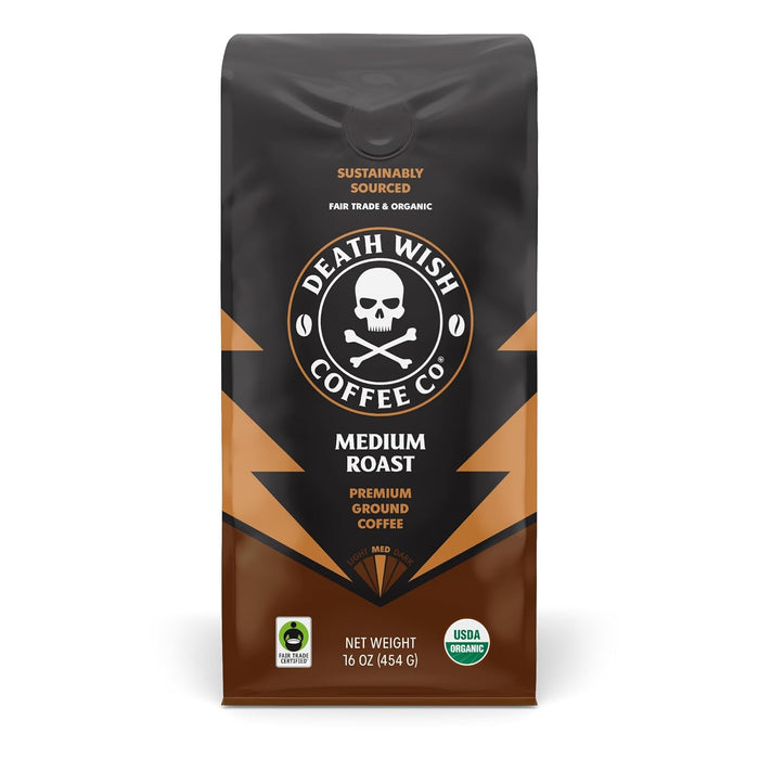 Death Wish Coffee  Organic Medium Roast Ground Coffee   16 oz