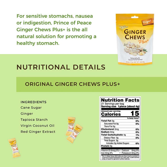 Prince Of Peace  Ginger Chews Plus Orignial   3 oz