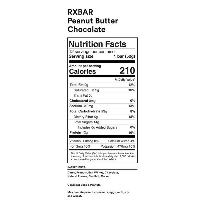 Rxbar Protein Bar Chocolate Peanut Butter 1.83 Oz