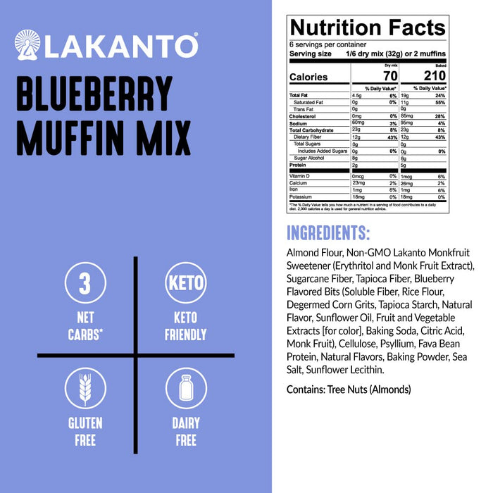 Lakanto  Sugar Free Muffin Mix Blueberry   6.77 Oz