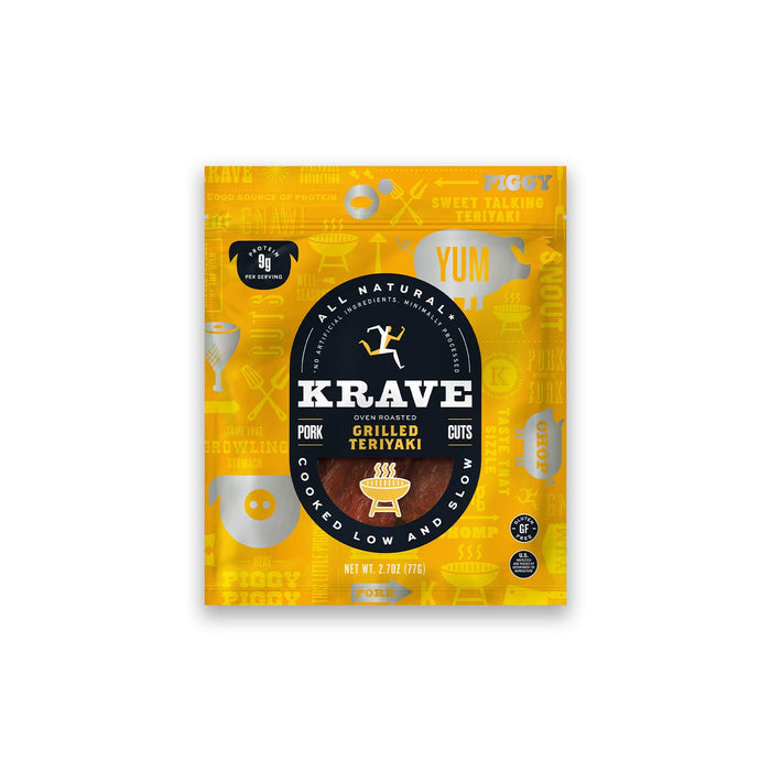 Krave Jerky Oven Roasted Grilled Teriyaki Pork Cuts 2.7 oz