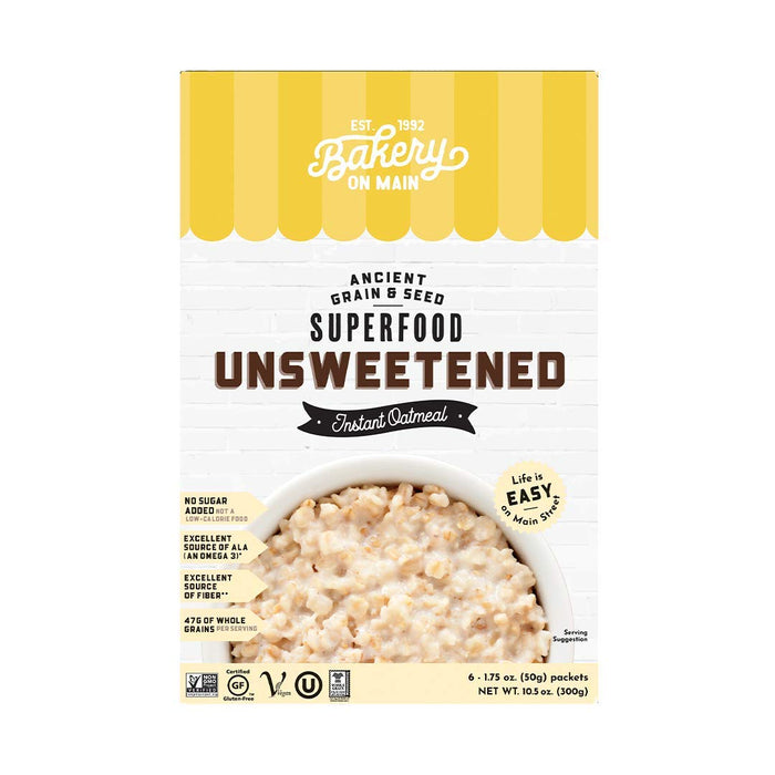 Bakery On Main  Instant Oatmeal Gluten Free Unsweetened   10.5 Oz