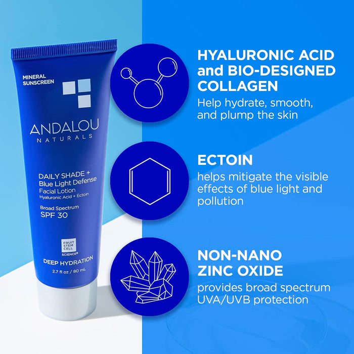 Andalou Naturals Deep Hydration Shade + Blue Light Defense Lotion 2.7 Oz