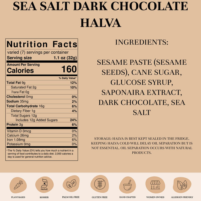 Seed Mill Halva Dark Chocolate Sea Salt 8 oz