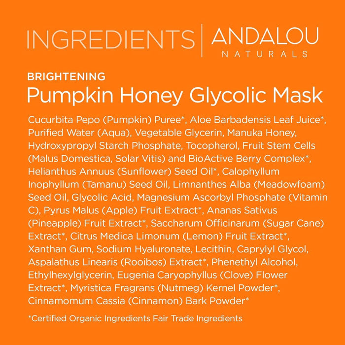 Andalou Naturals Glycolic Brightening Mask Pumpkin Honey 1 Each 1.7 Oz