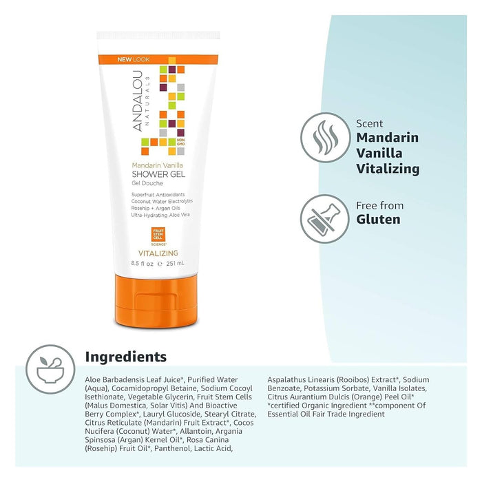 Andalou Naturals Shower Gel Mandarin Vanilla Vitalizing 1 Each 8.5 Oz