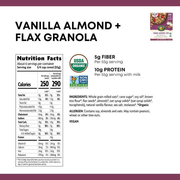 Nature'S Path  Organic Vanilla Almond Granola Flax Plus   11.5 Oz