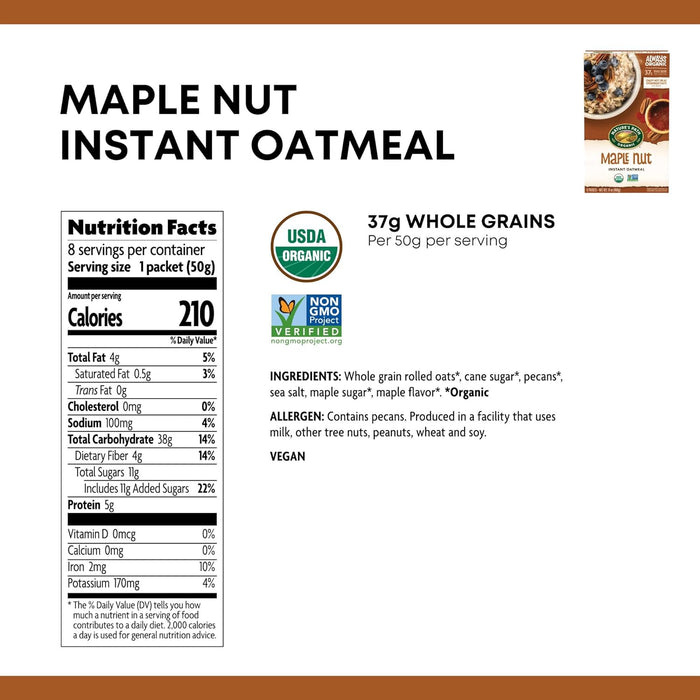 Nature'S Path  Organic Maple Nut Oatmeal Individual Pouches   14 Oz