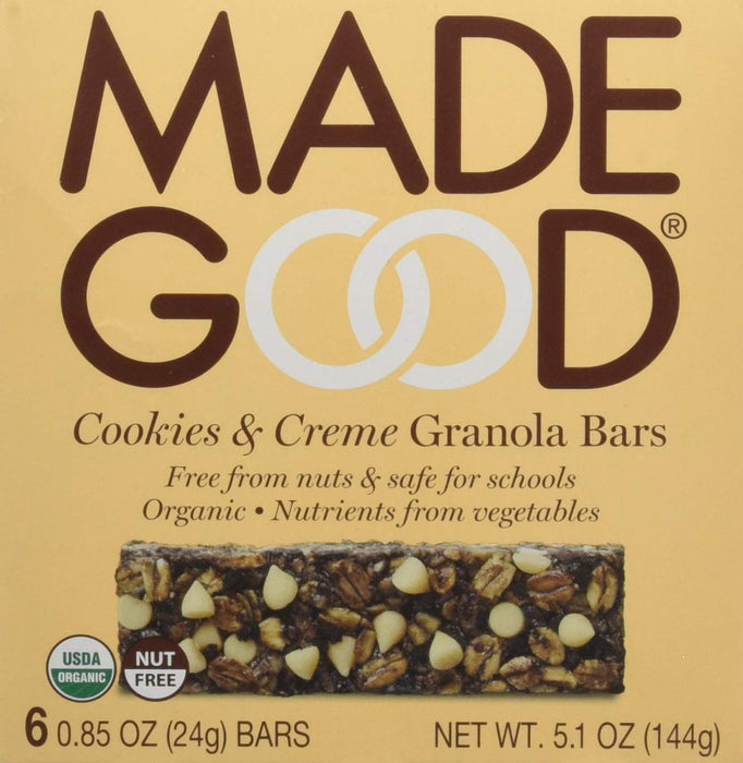 Made Good  Organic Granola Bar Cookies & Cream   6/.85 Oz