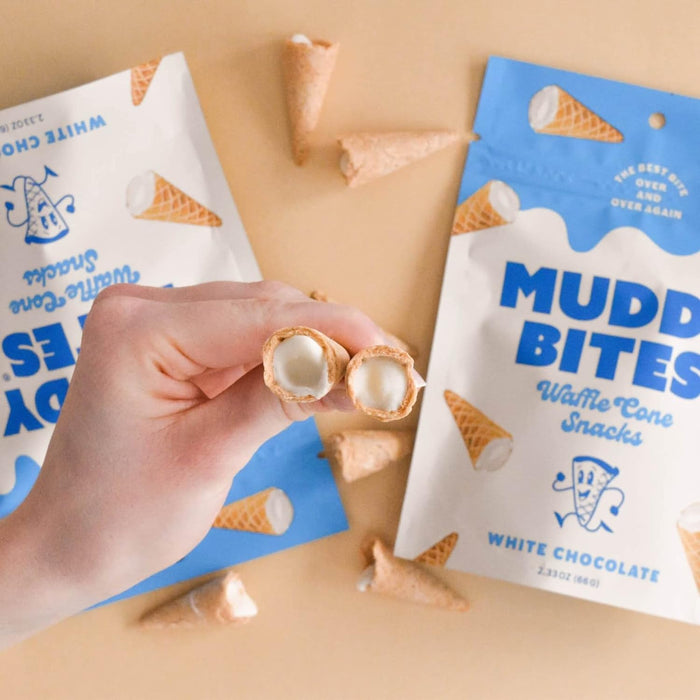 Muddy Bites  Waffle Cone Snacks White Chocolate  2.33 Oz