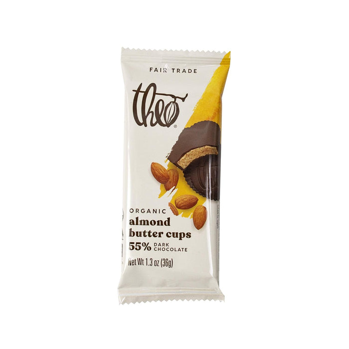 Theo Chocolate Organic Almond Butter Cups 55% Dark Chocolate 1.3 Oz