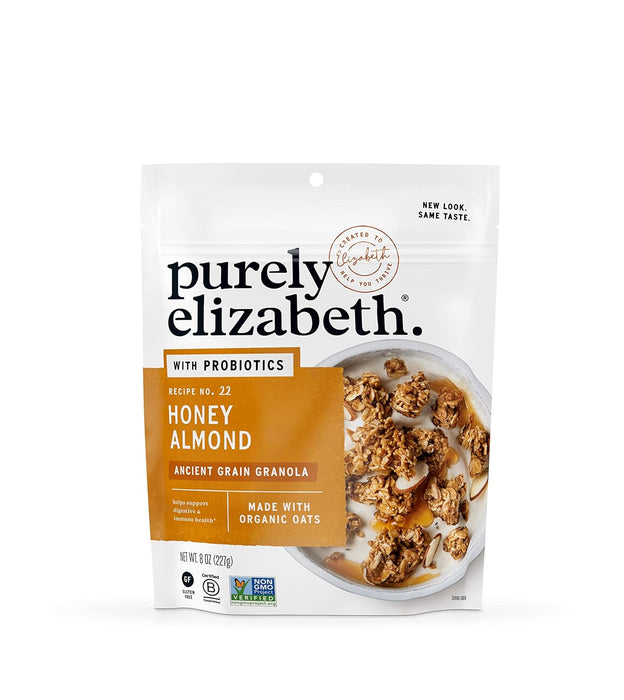 Purely Elizabeth  Ancient Grain Granola + Probiotics Honey Almond   8 Oz