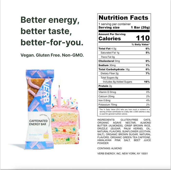 Verb Energy Bar Energy Bday Cake 0.92 OZ