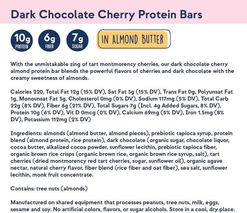 Zing Bar  Dark Chocolate Cherry Almond Vitality   1.76 Oz