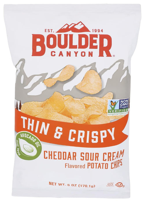 Boulder Canyon  Thin & Crispy Potato Chips Cheddar Sour Cream  6 Oz