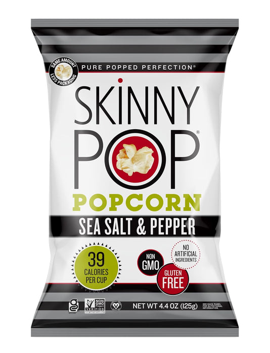 Skinnypop Popcorn   Sea Salt And Black Pepper  4.4 Oz