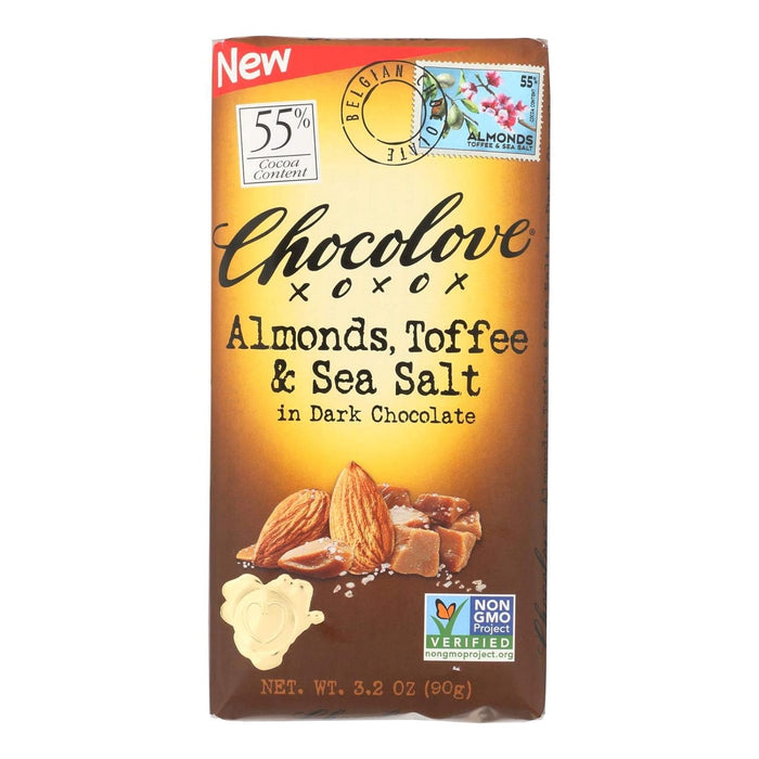 Chocolove  Bar Almond Toffe Sea Salt Dark Chocolate   3.2 Oz