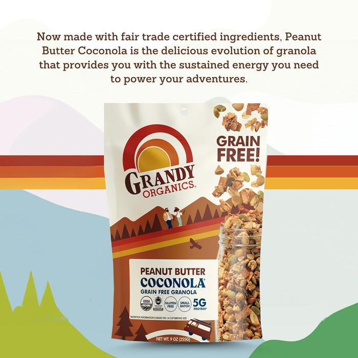 Grandy Organics Organic Grain-Free Coconola; Organic Peanut Butter 9 OZ