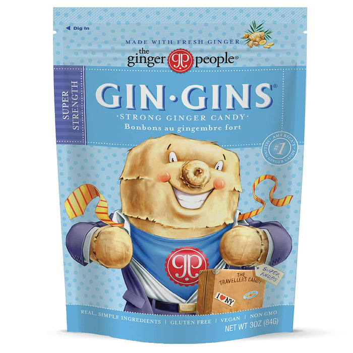 The Ginger People Gin Gins Super Strength Strong Ginger Candy 3 oz