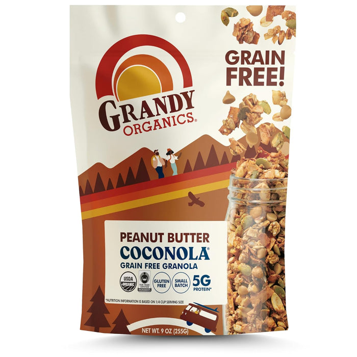 Grandy Organics Organic Grain-Free Coconola; Organic Peanut Butter 9 OZ