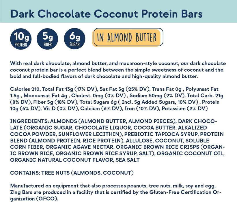 Zing BarDark Chocolate Coconut 6/1.76 OZ