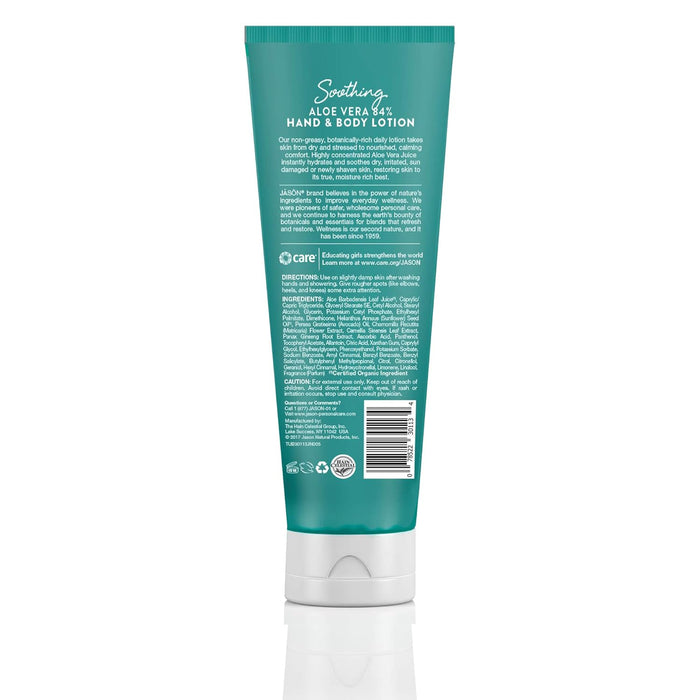 JASON Hand & Body Lotion; Soothing 84% Aloe Vera 8 OZ