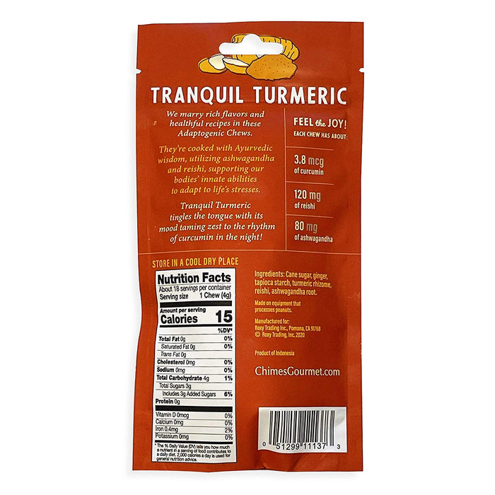 Chimes Tranquil Turmeric Adaptogen Ginger Chews 2.5 OZ